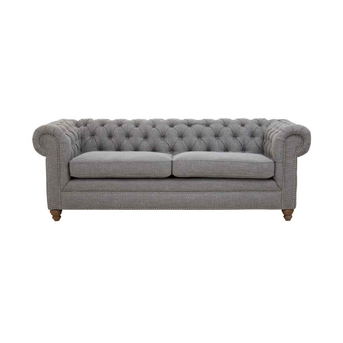 Stella Three Seat Grey Linen Sofa