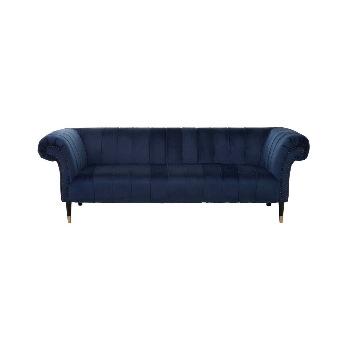Siena Three Seat Midnight Velvet Sofa