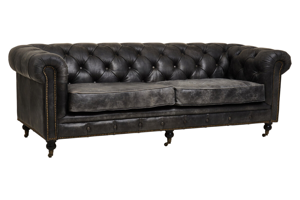 Hoxton Ebony Leather Sofa