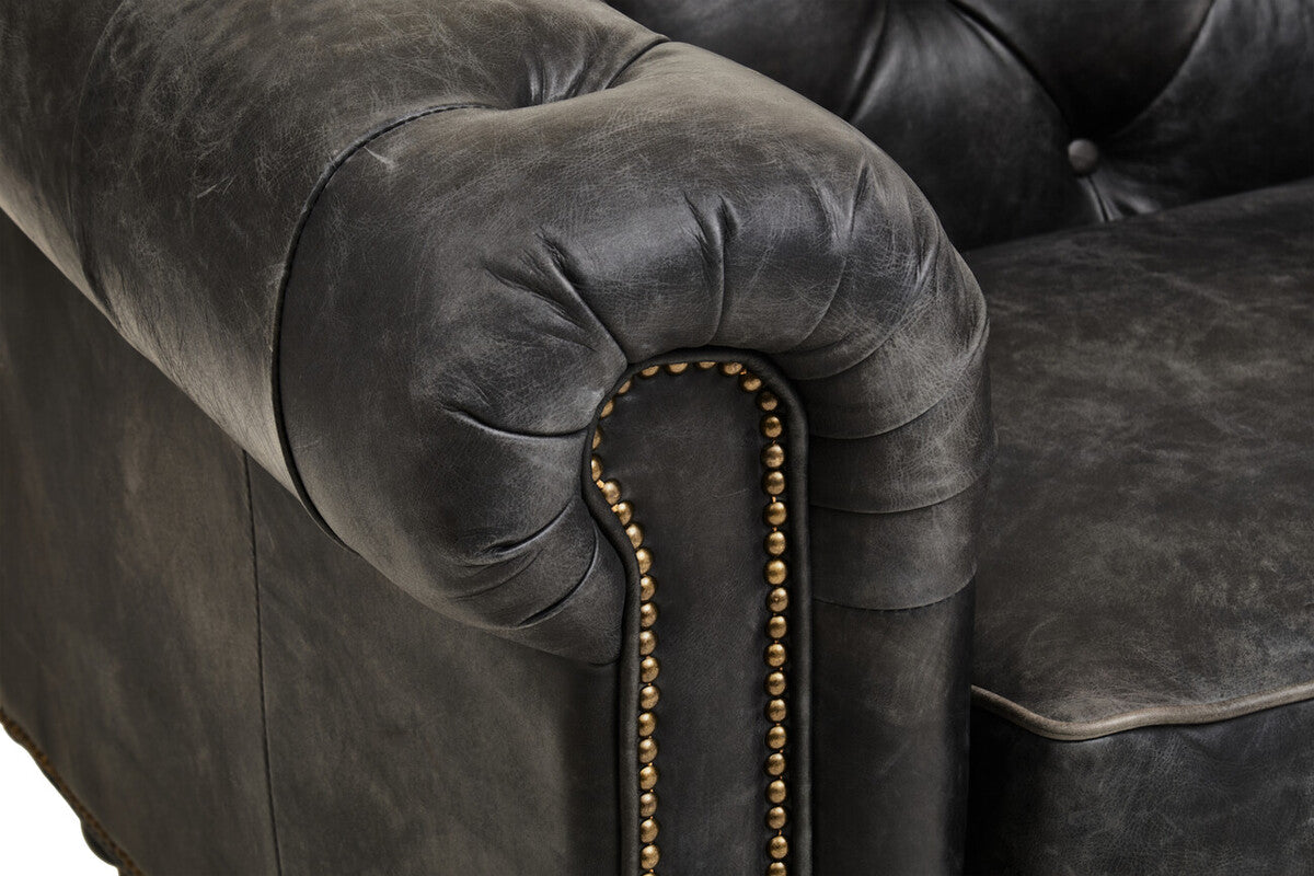 Hoxton Ebony Leather Sofa