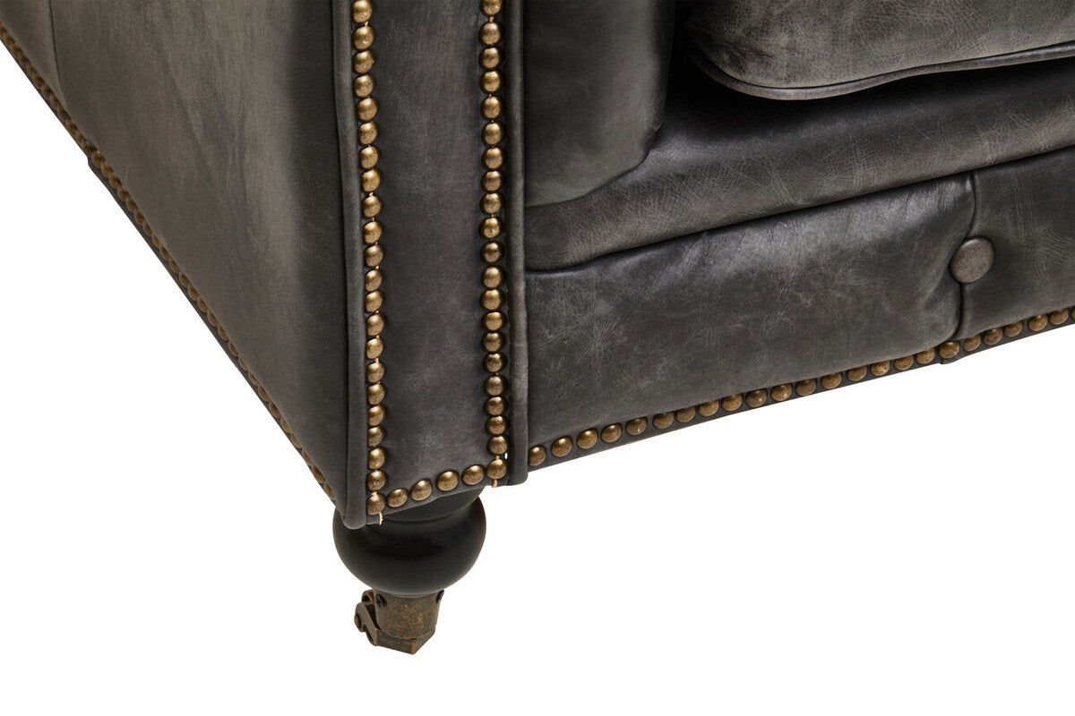 Hoxton Ebony Leather Sofa