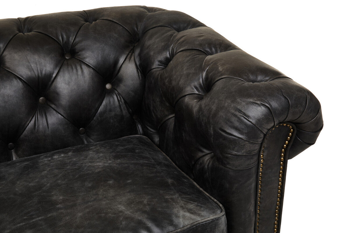 Hoxton Ebony Leather Sofa