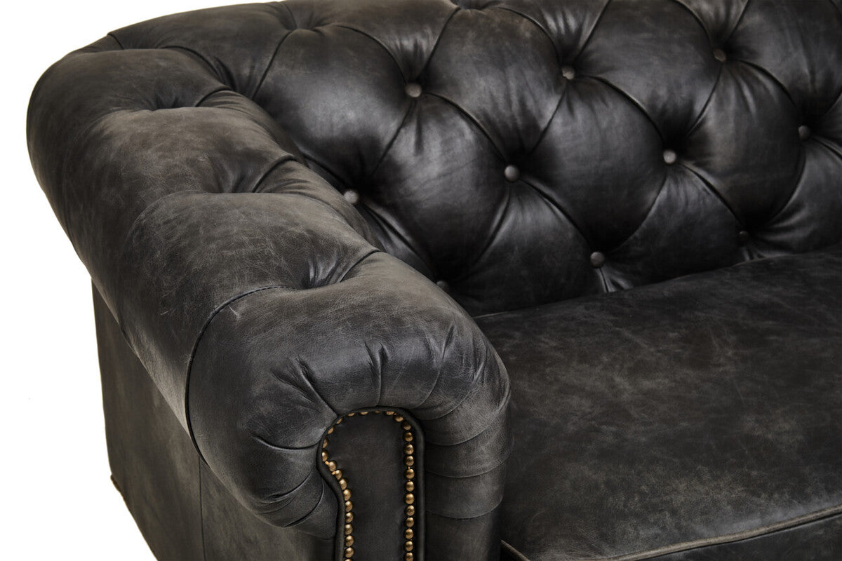 Hoxton Ebony Leather Sofa