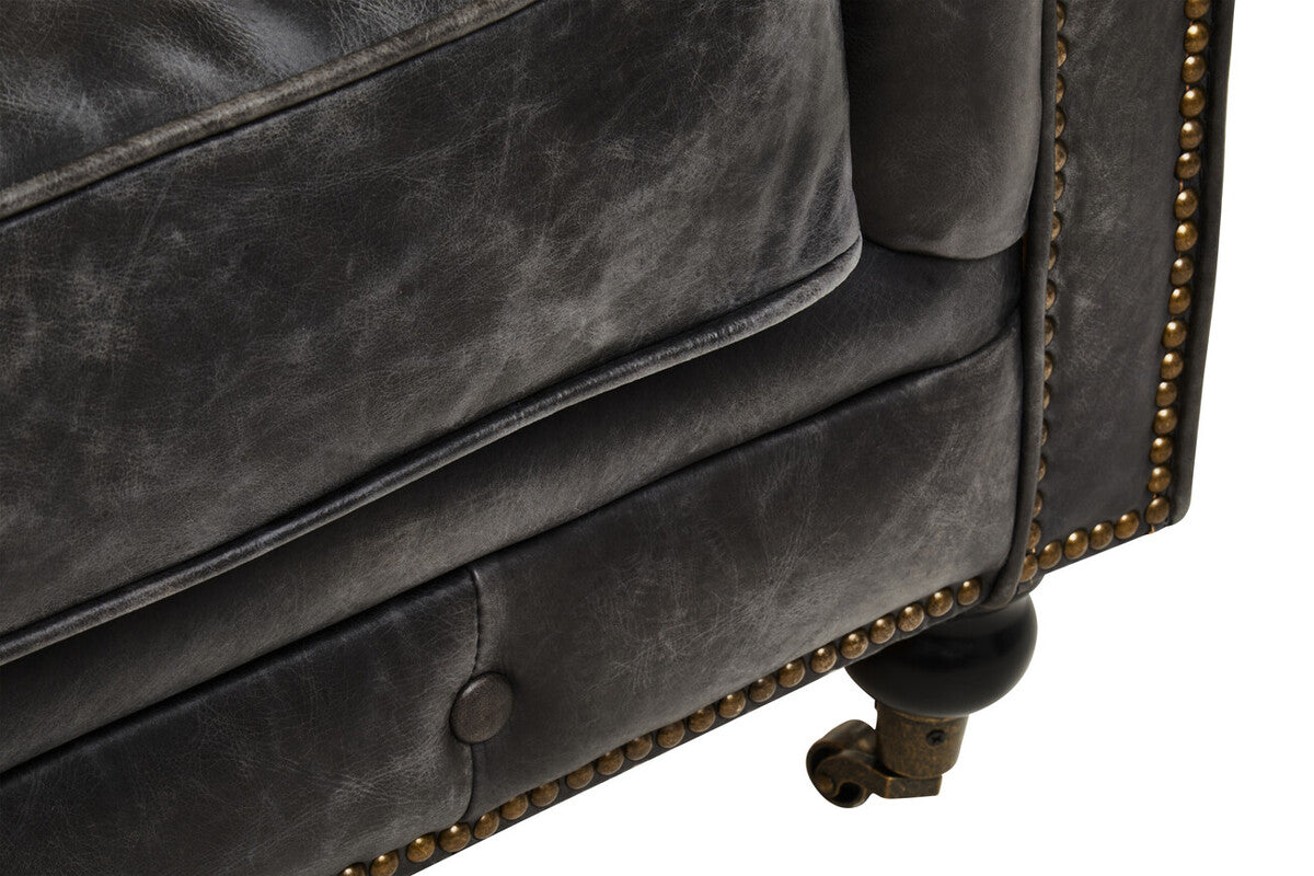 Hoxton Ebony Leather Sofa