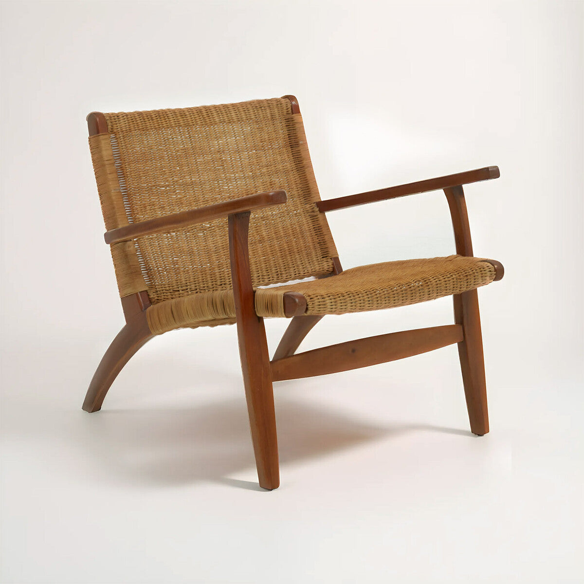 Java Brown Finish Natural Rattan Woven Chair