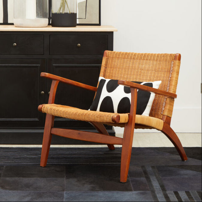 Java Brown Finish Natural Rattan Woven Chair