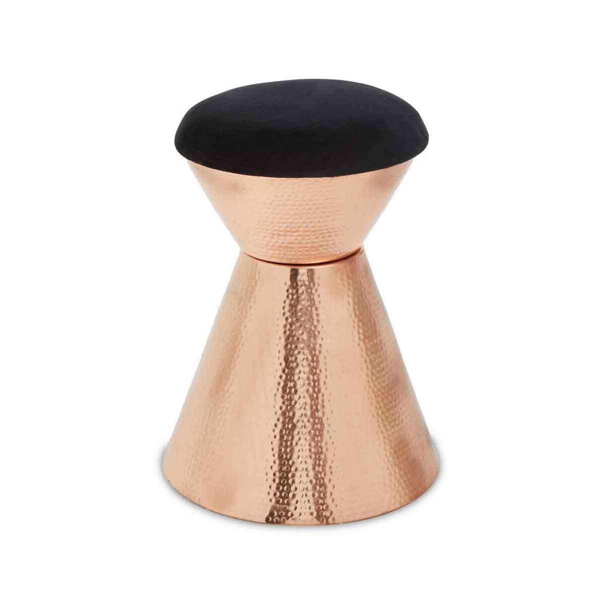 Jaipur Black Velvet And Copper Finish Stool