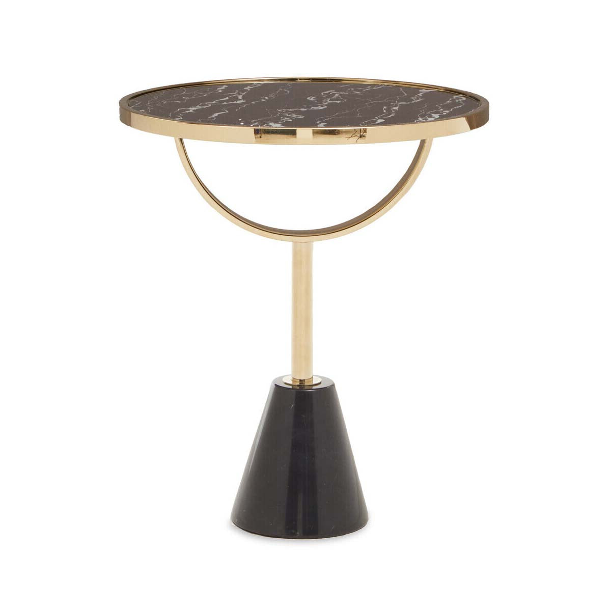 Oria Black Glass and Marble Base Side Table