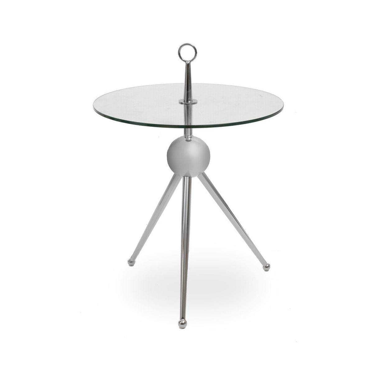 Oria Clear Glass Stainless Steel Silver Frame Side Table