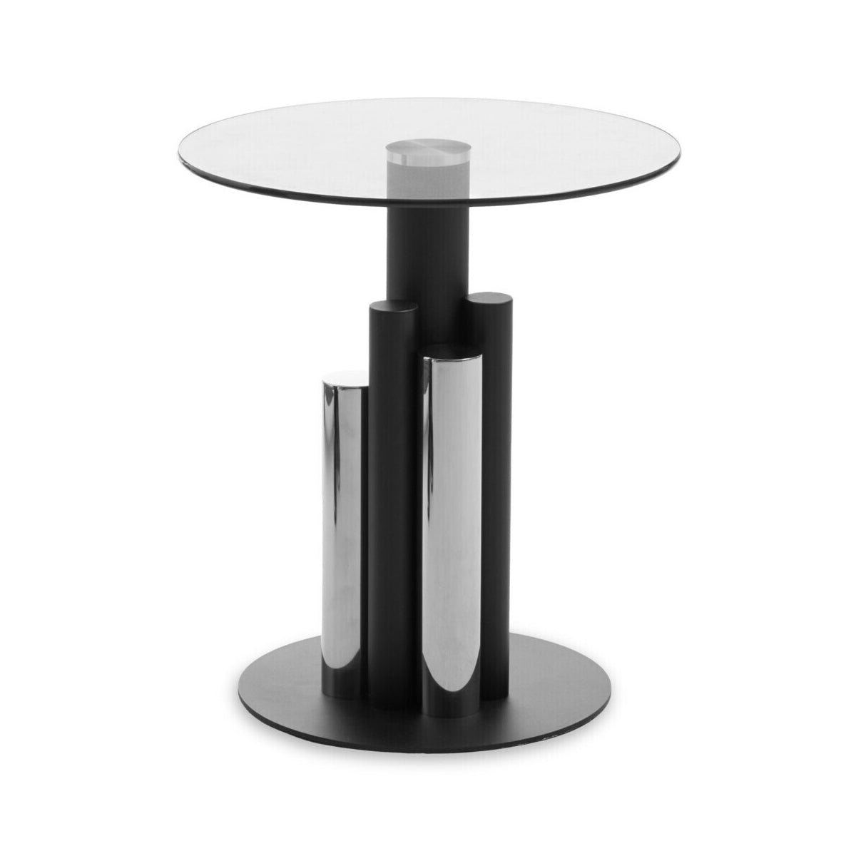 Oria Glass Silver And Black Base Side Table