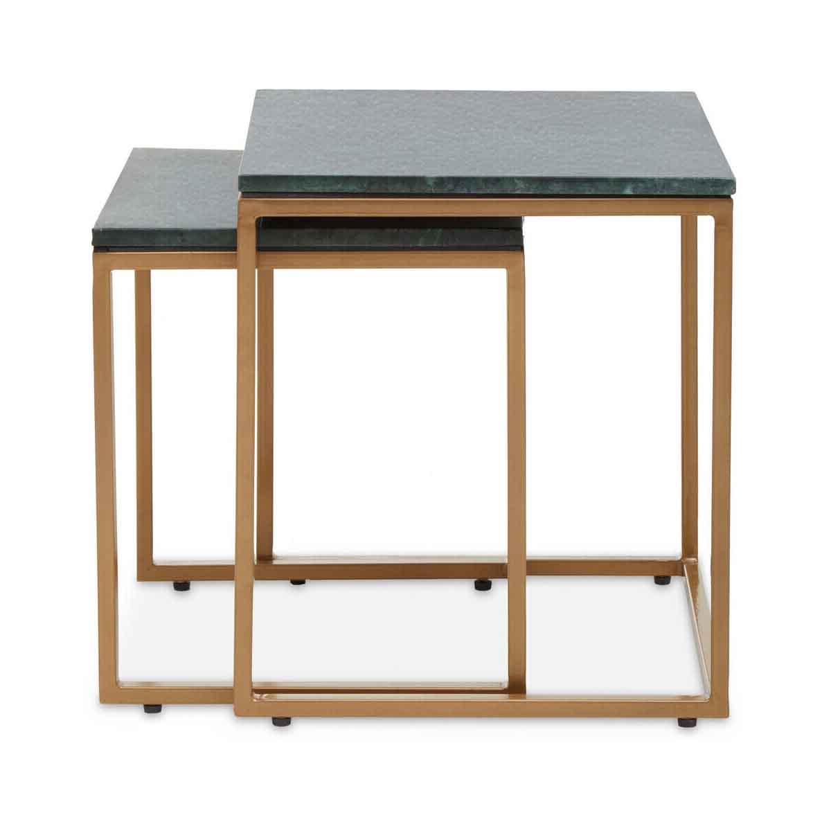 Varana Nest Of Two Green Marble Top Tables