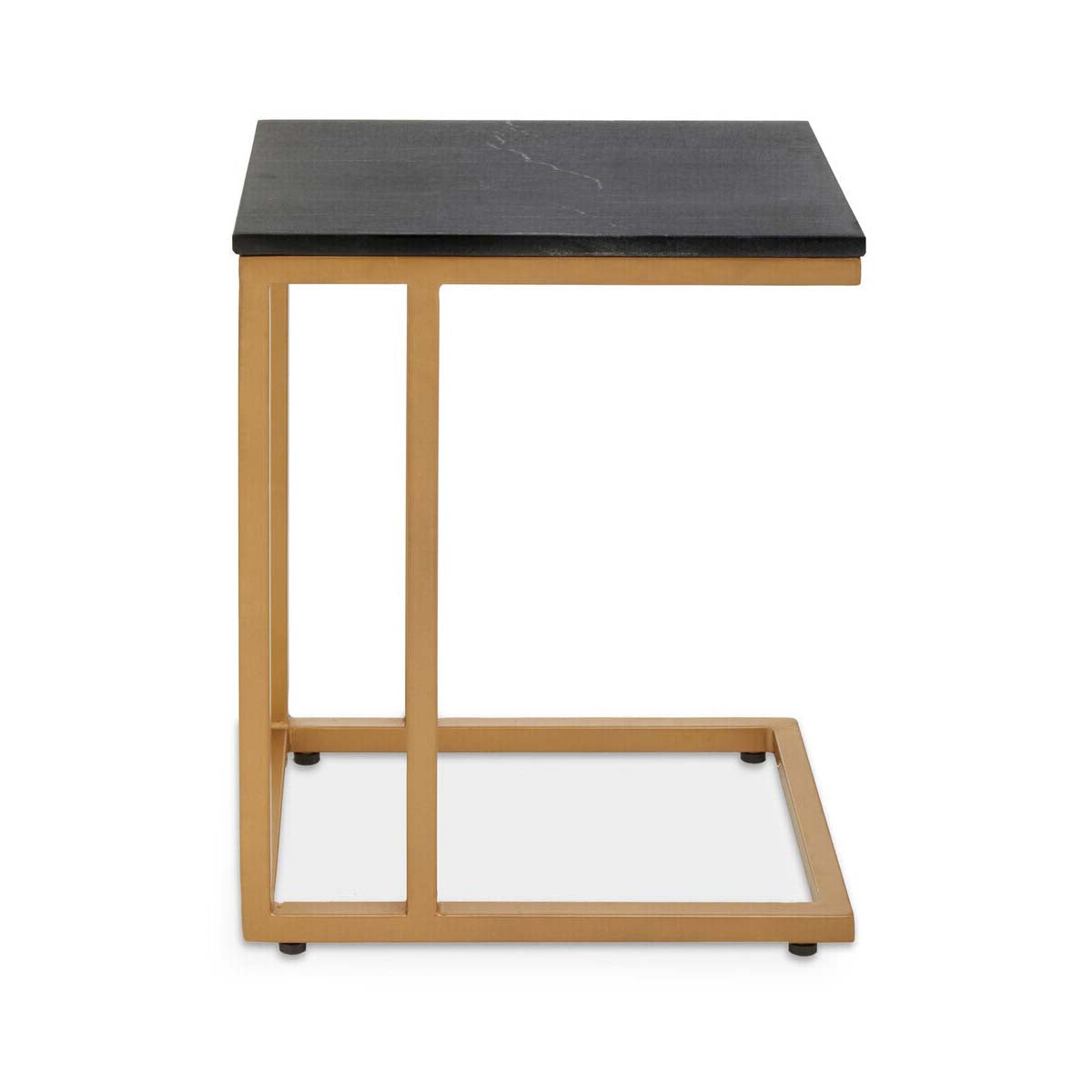 Varana Black Marble Top Side Table With Gold Finish Frame