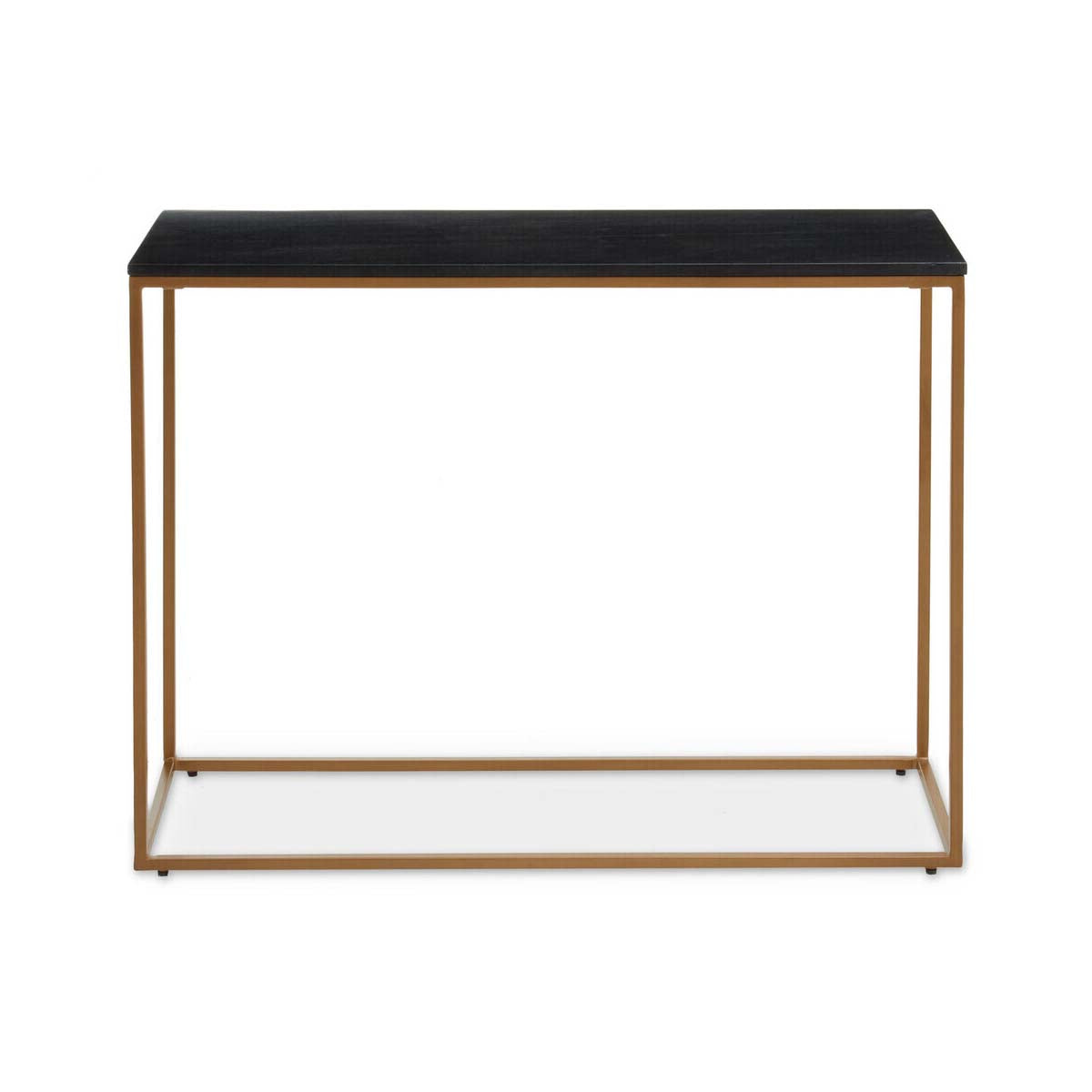 Varana Black Marble Top Console Table With Gold Iron Frame
