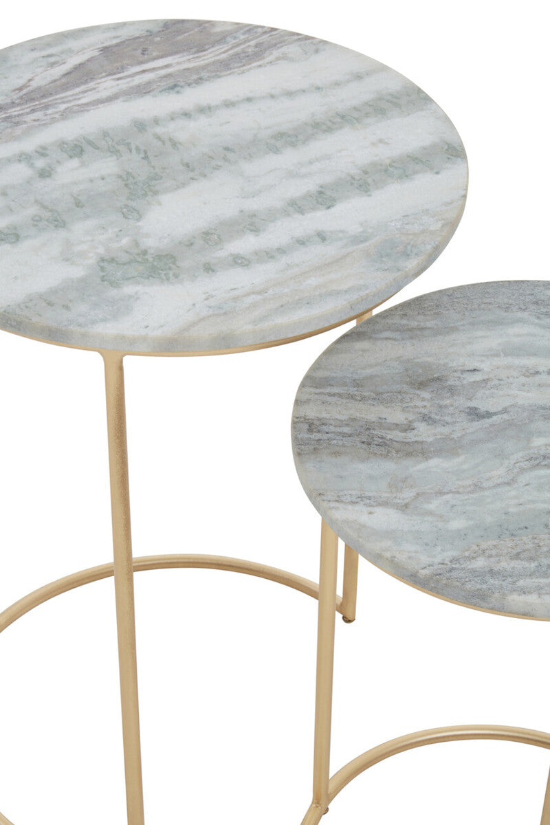 Mandoli Nest Of 2 Natural Marble Side Table