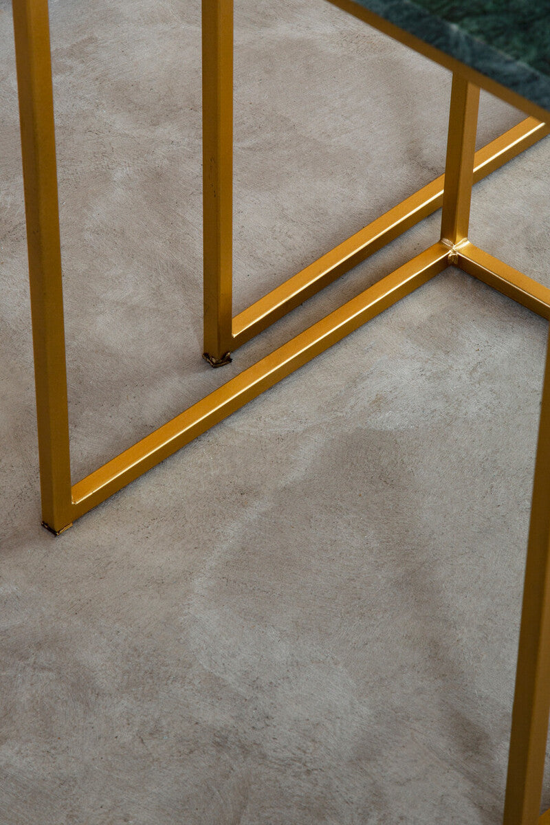 Mandoli Nest Of 2 Green Marble Side Tables