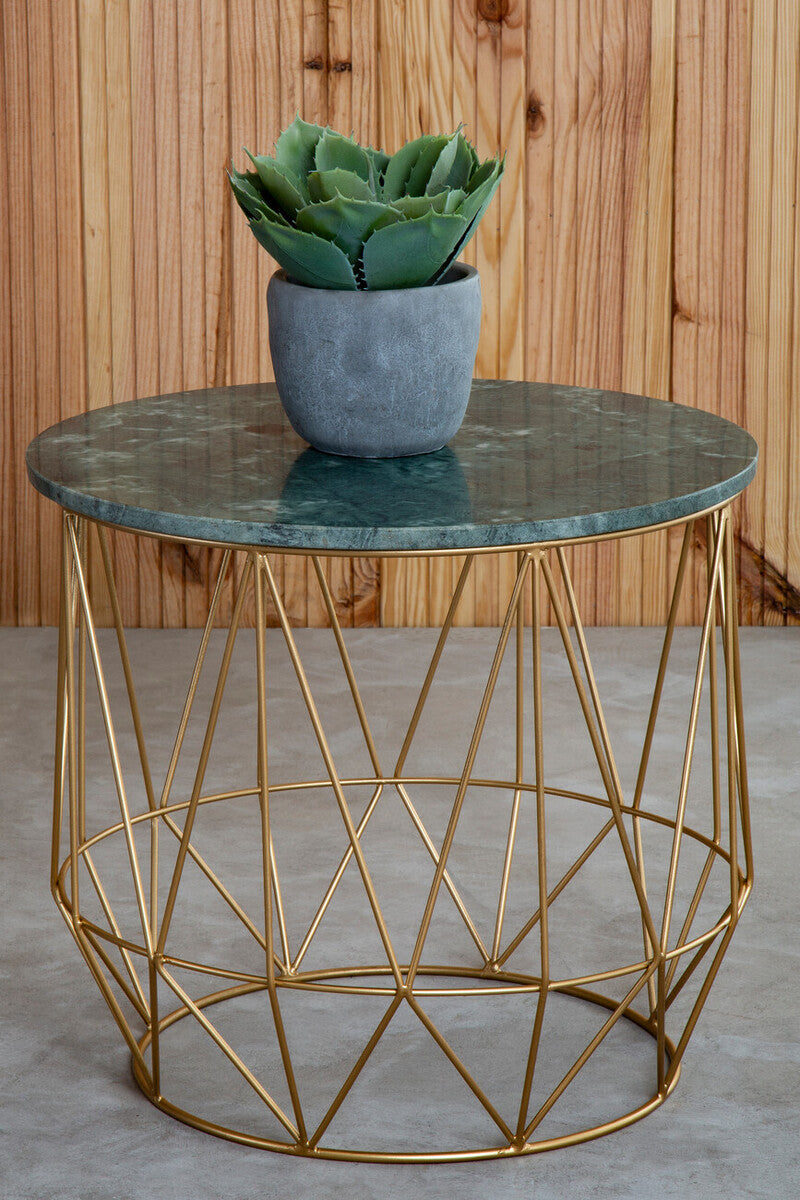 Mandoli Green Side Table With Gold Frame