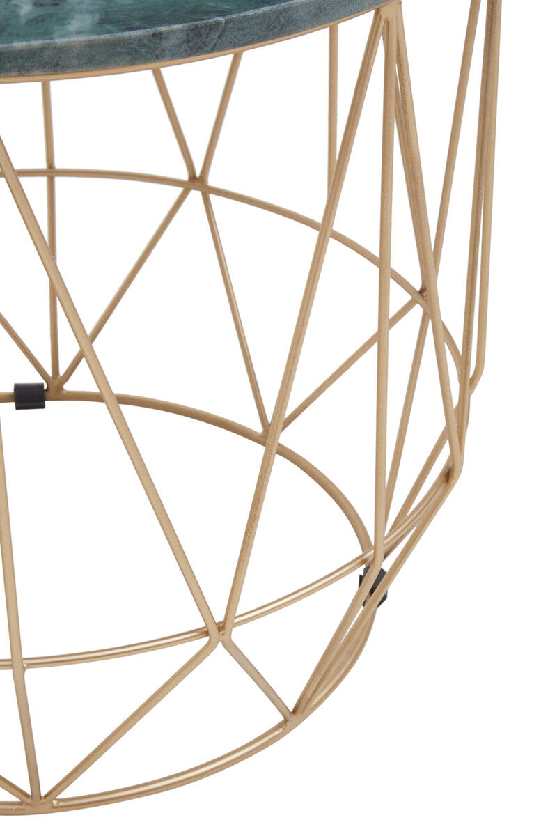 Mandoli Green Side Table With Gold Frame