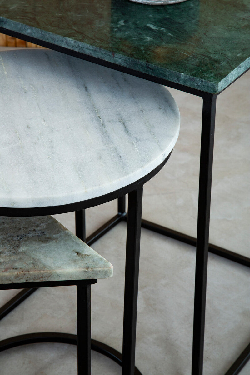 Mandoli Nest Of 3 Assorted Marble Tables