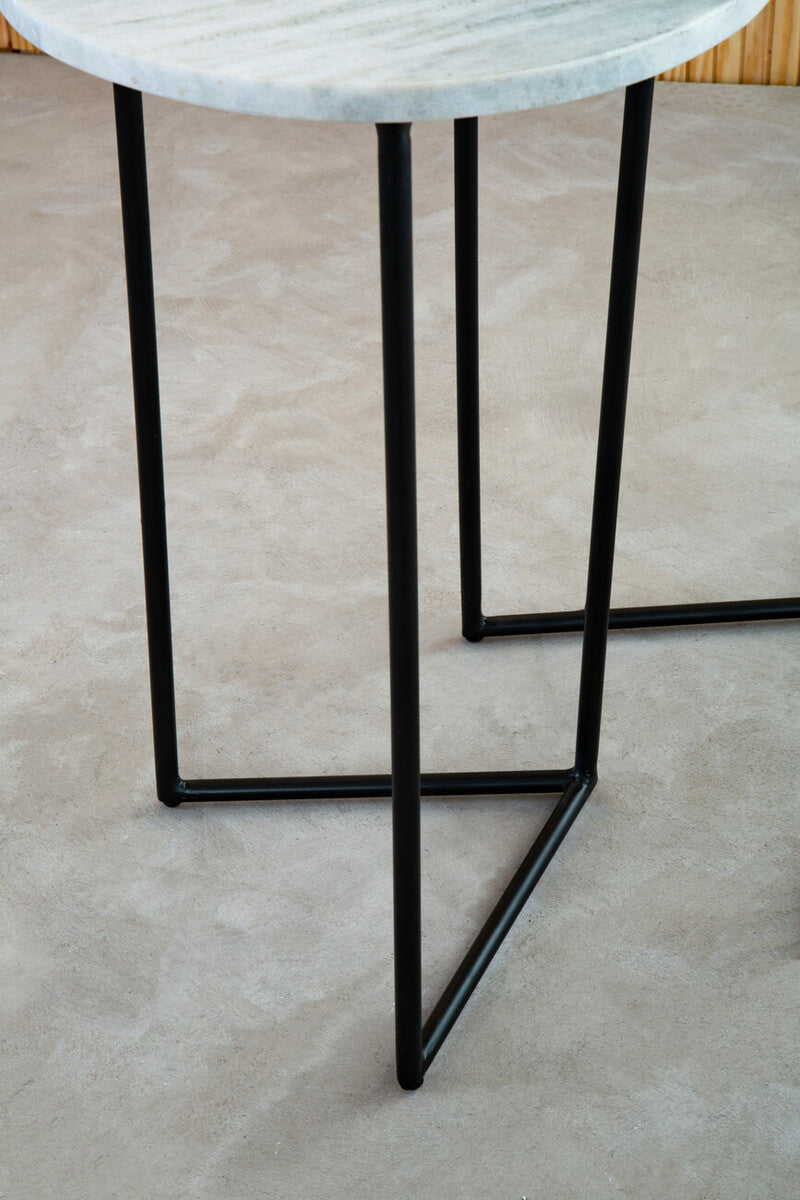 Mandoli Nest Of 3 White Marble Side Tables