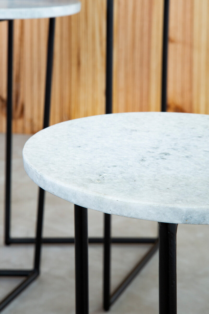 Mandoli Nest Of 3 White Marble Side Tables