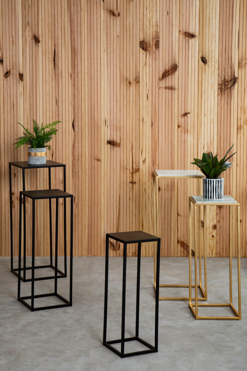 Mandoli Nest Of 2 White Marble Top Square Side Tables