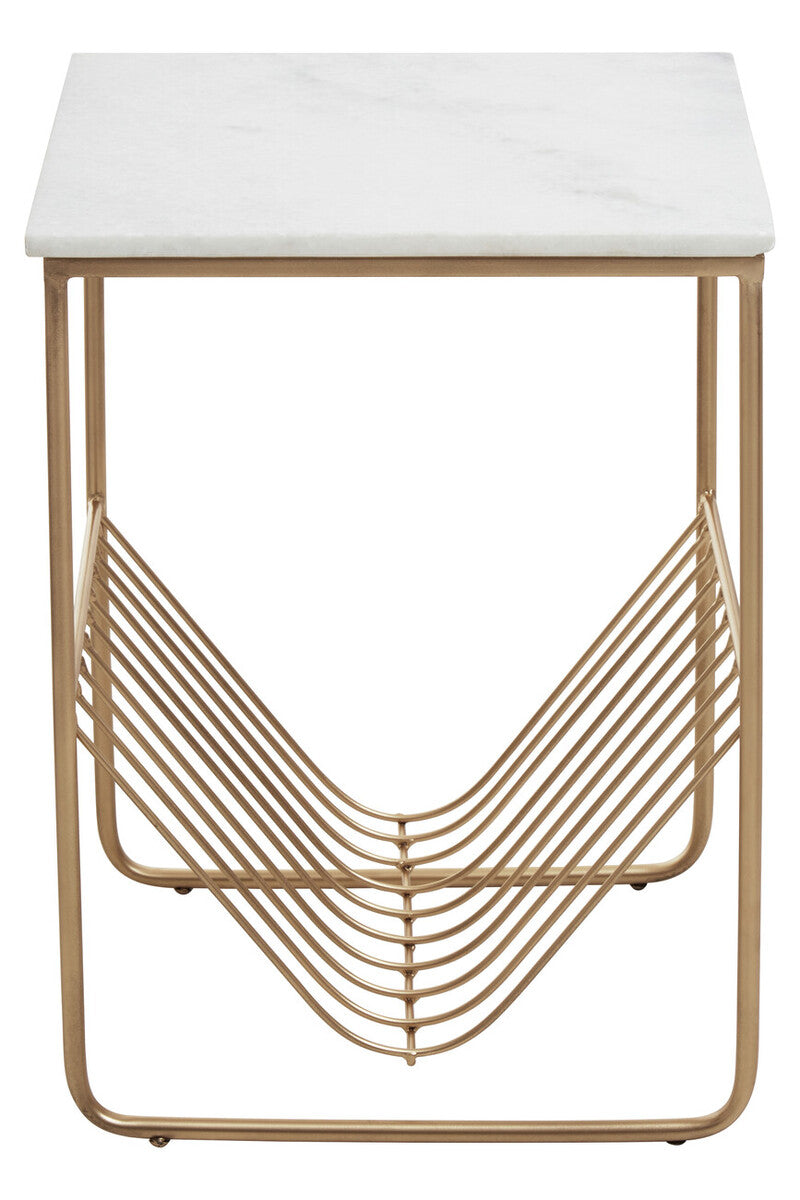 Mandoli White Marble Rack Side Table