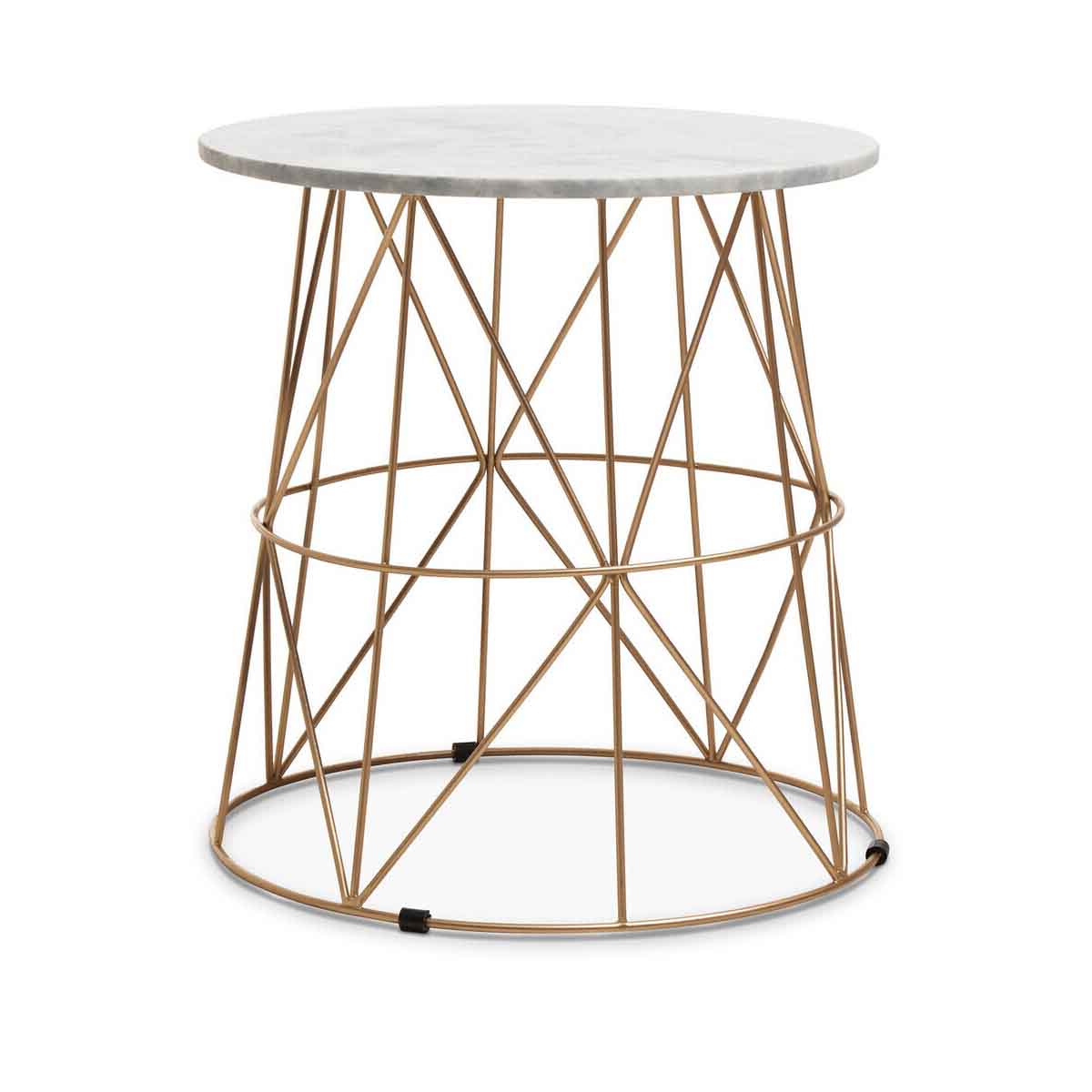 Mandoli White Marble Round Side Table