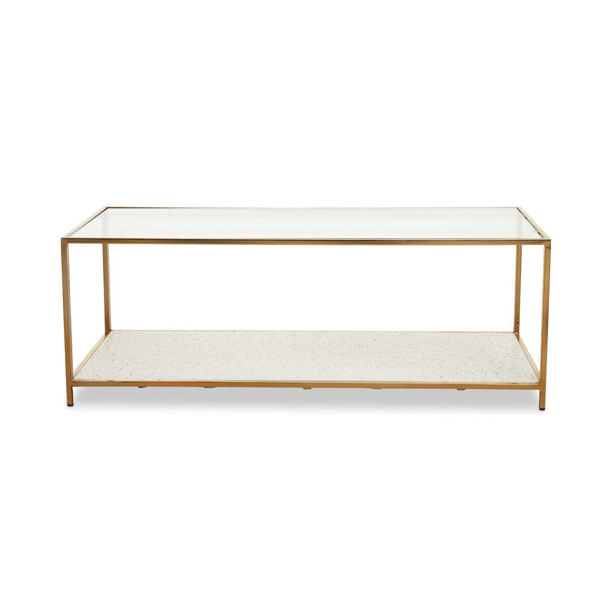 Novi Glass And White Terrazzo Gold Frame Coffee Table