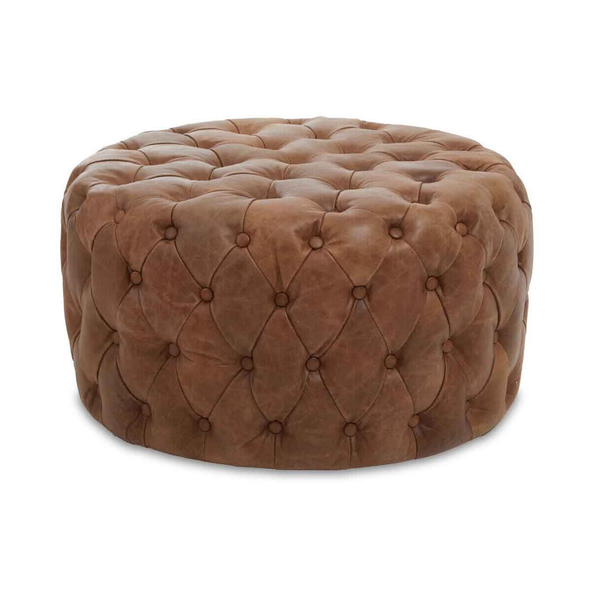 Hoxton Tufted Leather Round Ottoman