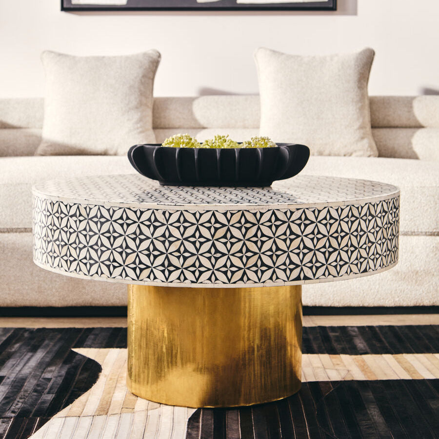 Fusion Round Coffee Table With Gold Base
