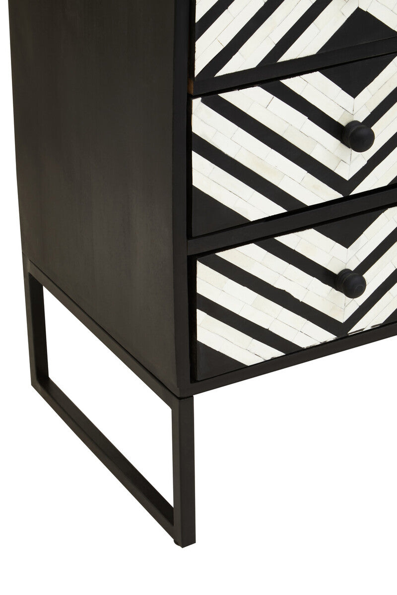 Fusion Three Drawer Chest with Bone Inlay