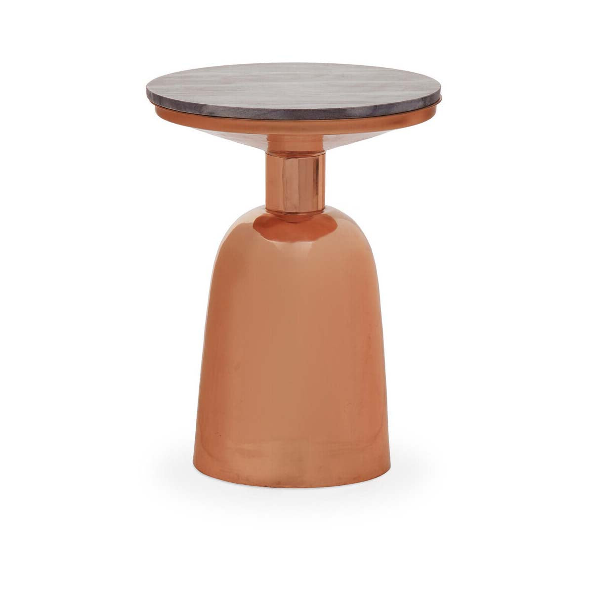 Amira Black Marble Top Copper Base Side Table.
