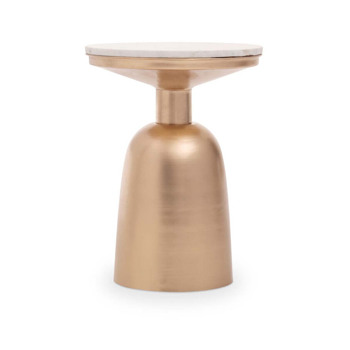Amira White Marble Top Gold Base Side Table.