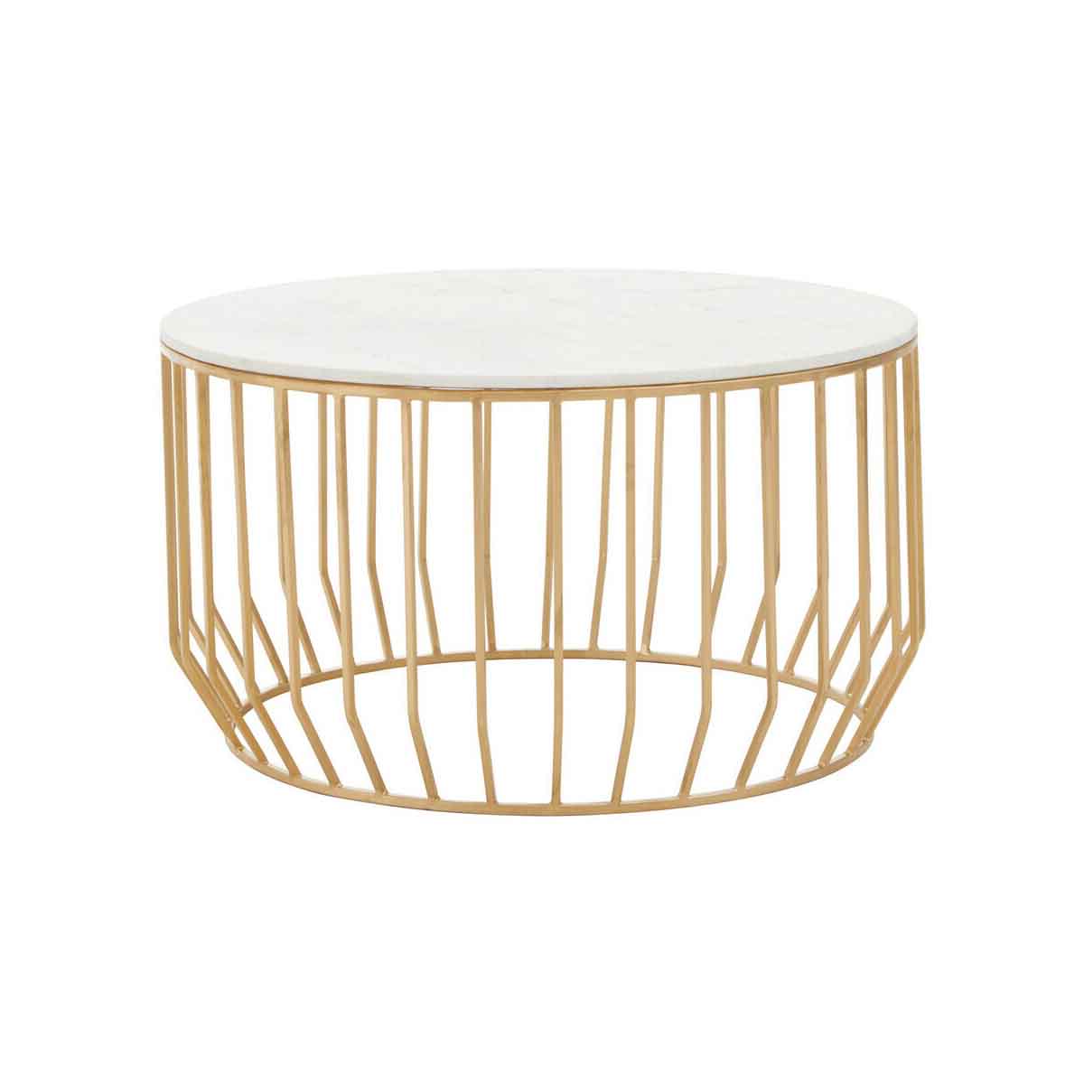 Pali White Marble And Gold Coffee Table.