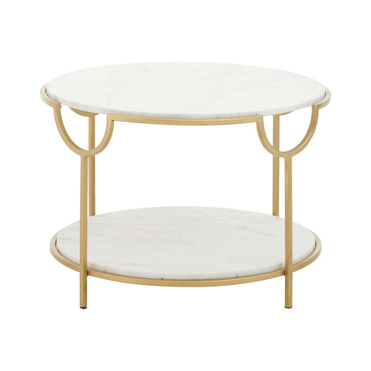 Pali Two Tier White And Gold Side Table.