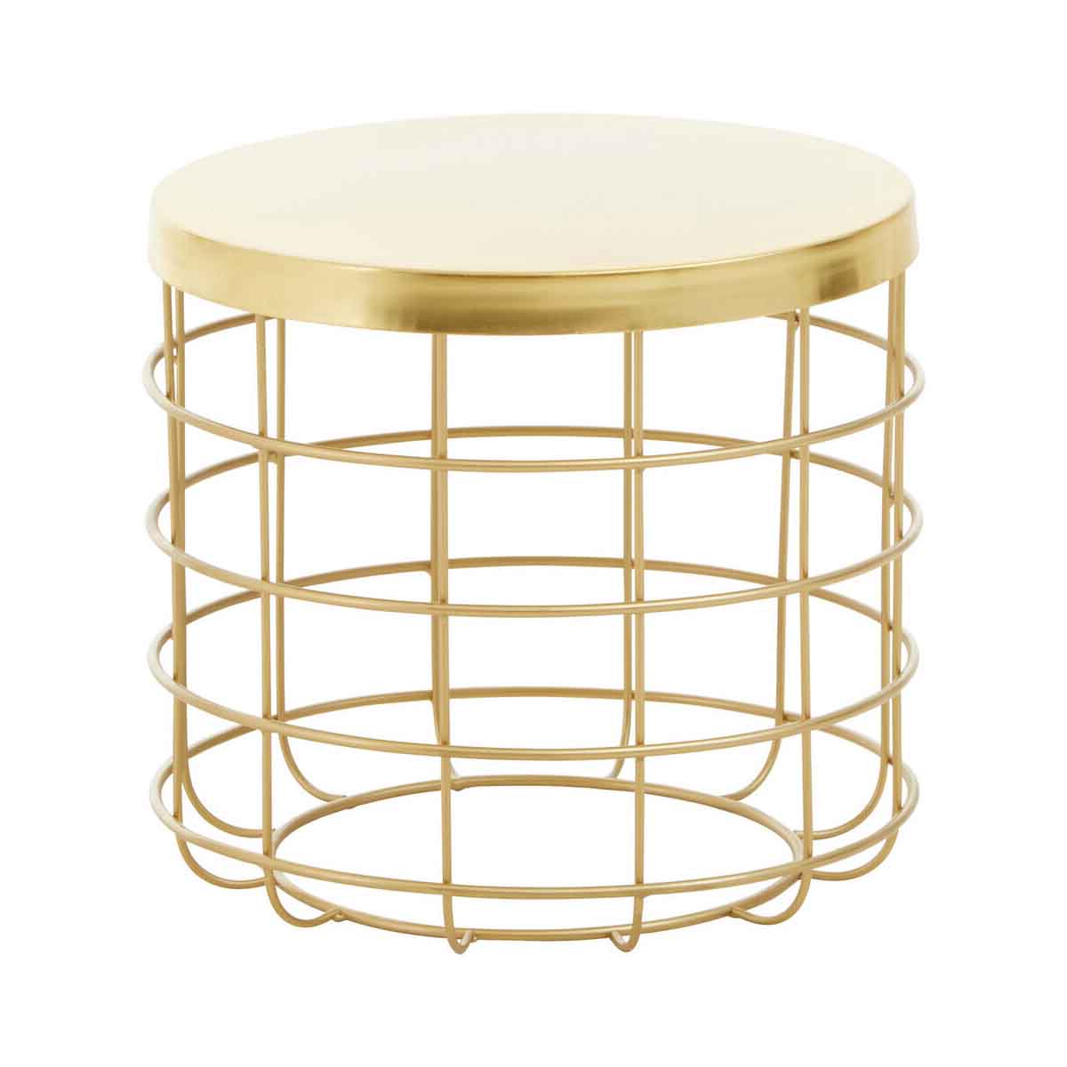 Pali Gold Finish Side Table With Caged Base