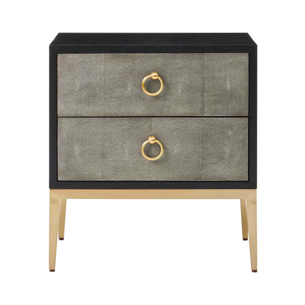 Deruta Two Drawer Grey Shagreen Effect Side Table