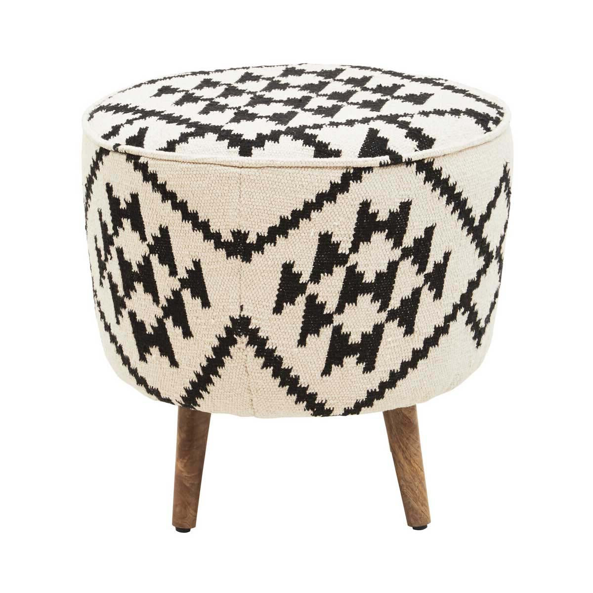 Cefena Round Patterned Footstool