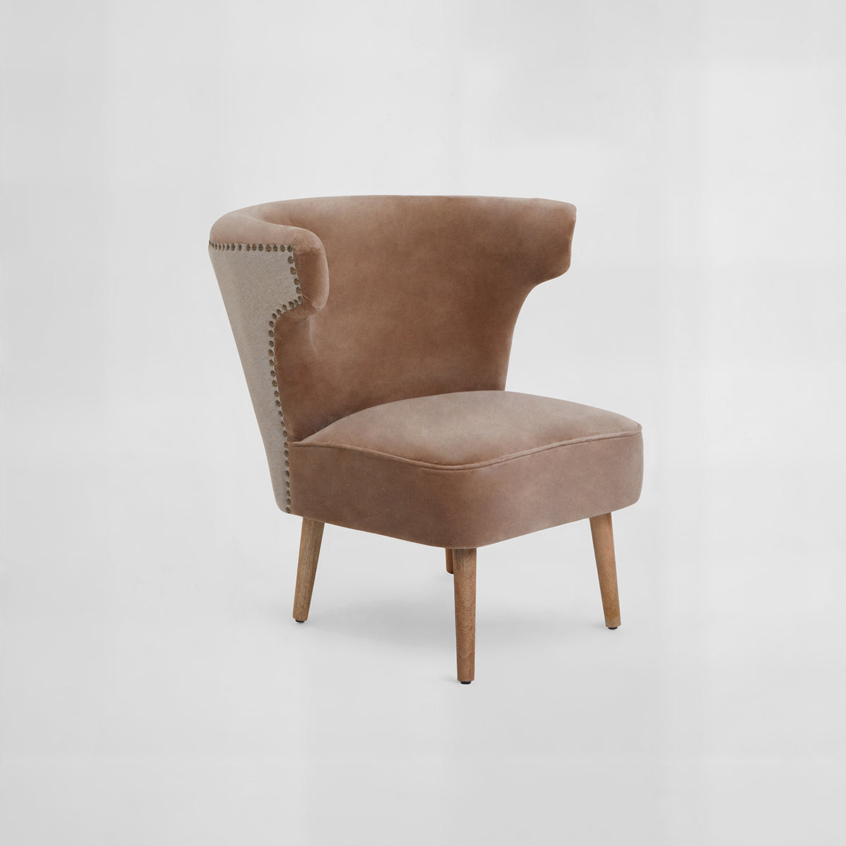 Cefena Mink Velvet and Natural Linen Chair
