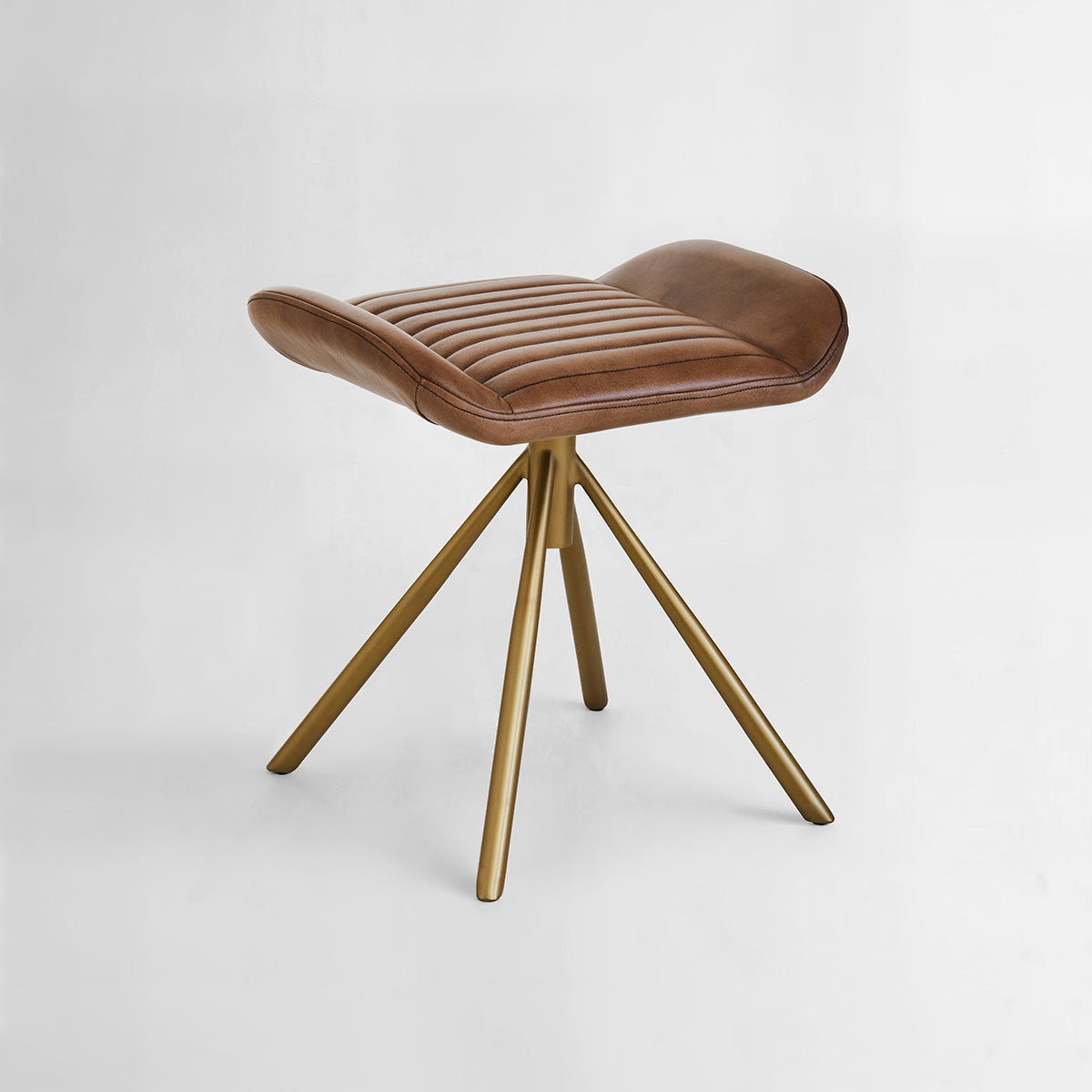 Buffalo Brown Leather Footstool