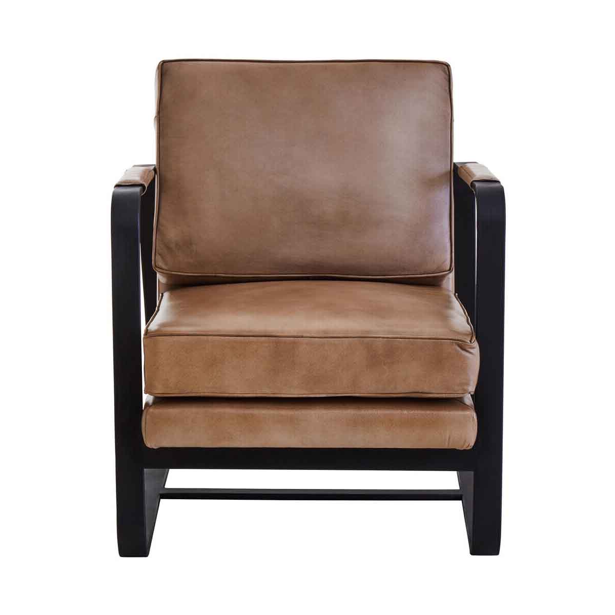 Buffalo Grey Leather Armchair With Black Iron Frame