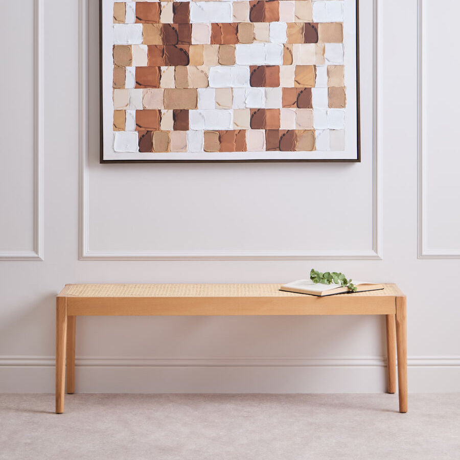 Cebu Natural Cane and Beech Wood Bench