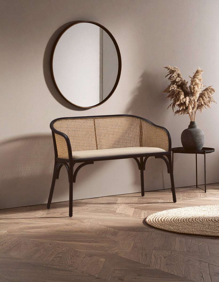 Cebu Natural Cane Bench with Black Beech Wood Frame