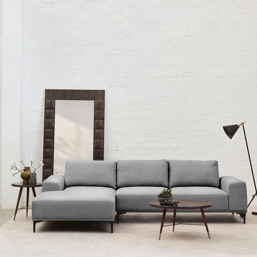 Toulon 3 Seat Grey Fabric Left Chaise Sofa