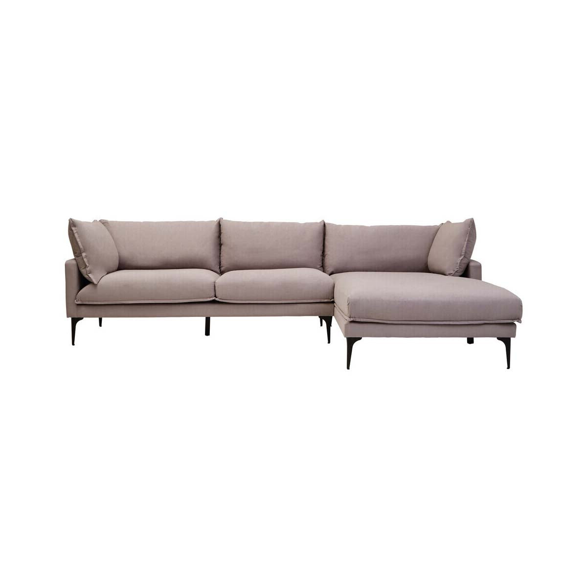 Troyes Grey Three Seat Right Chaise Sofa