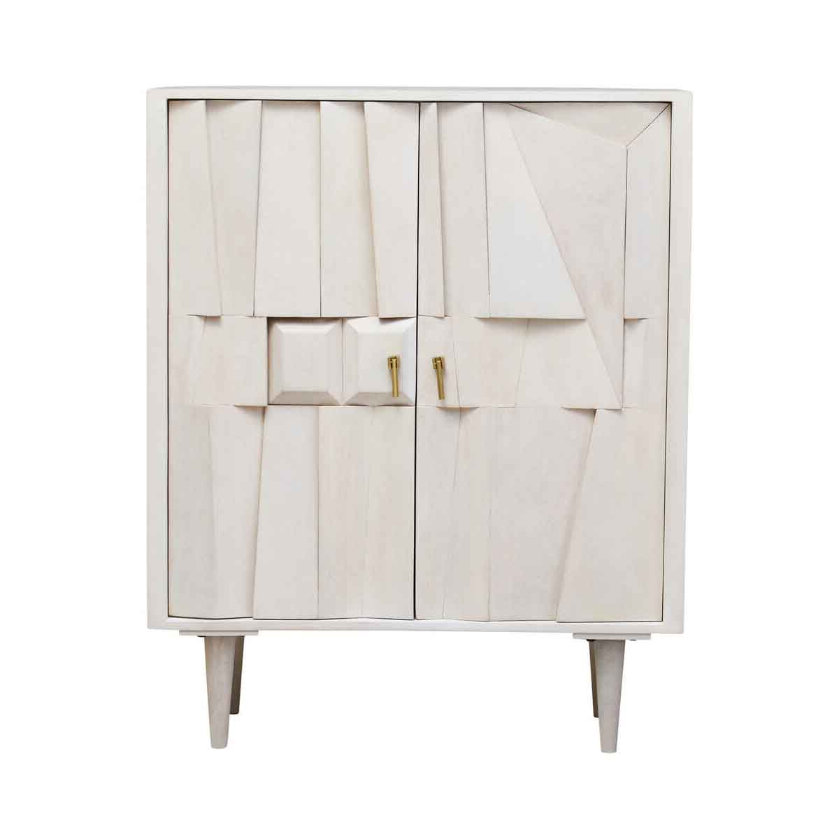 Sita Two Door Mango Wood Abstract Design Cabinet