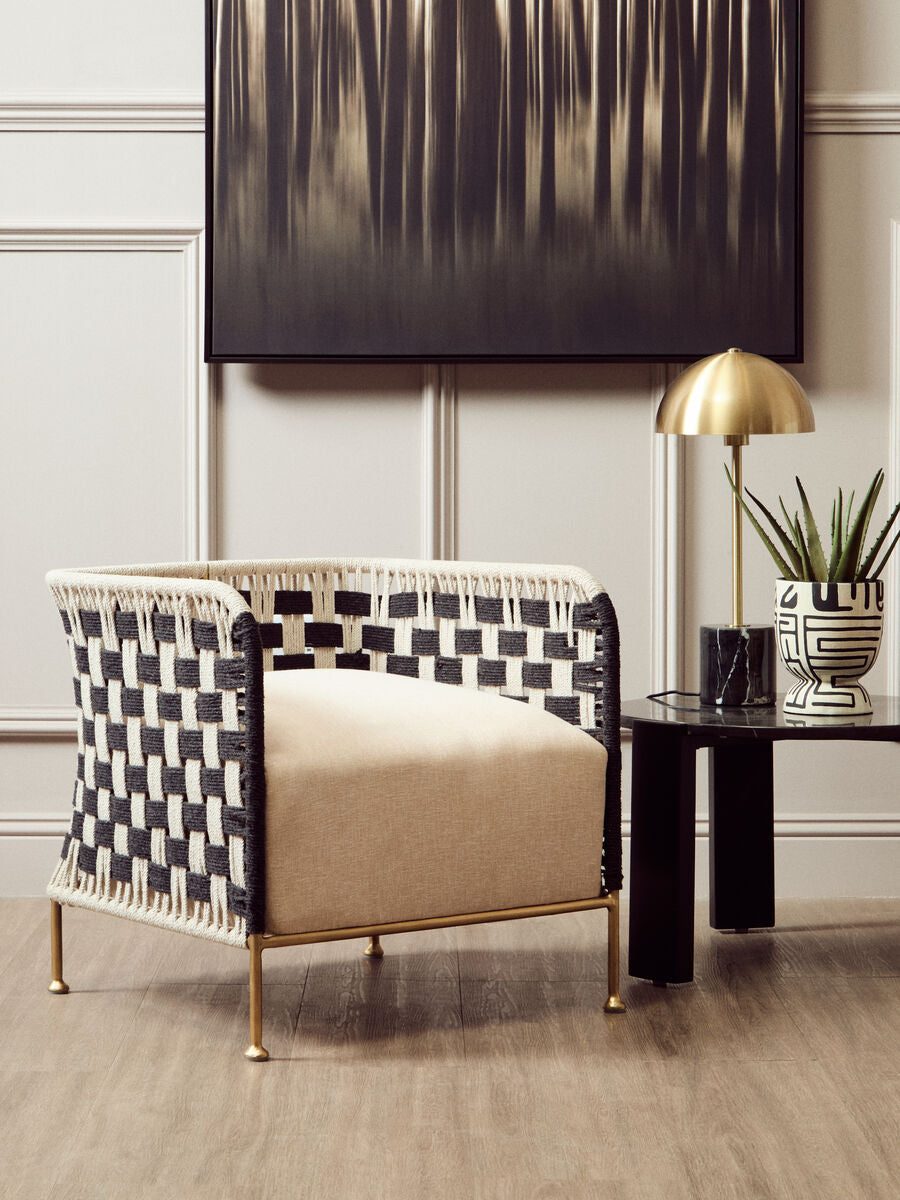 Satna Jute Black And White Design Chair