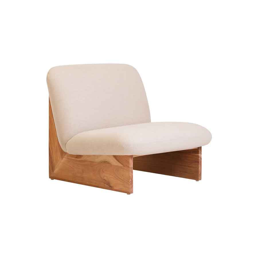 Parova Linen Texture Armless Chair With Wood Base