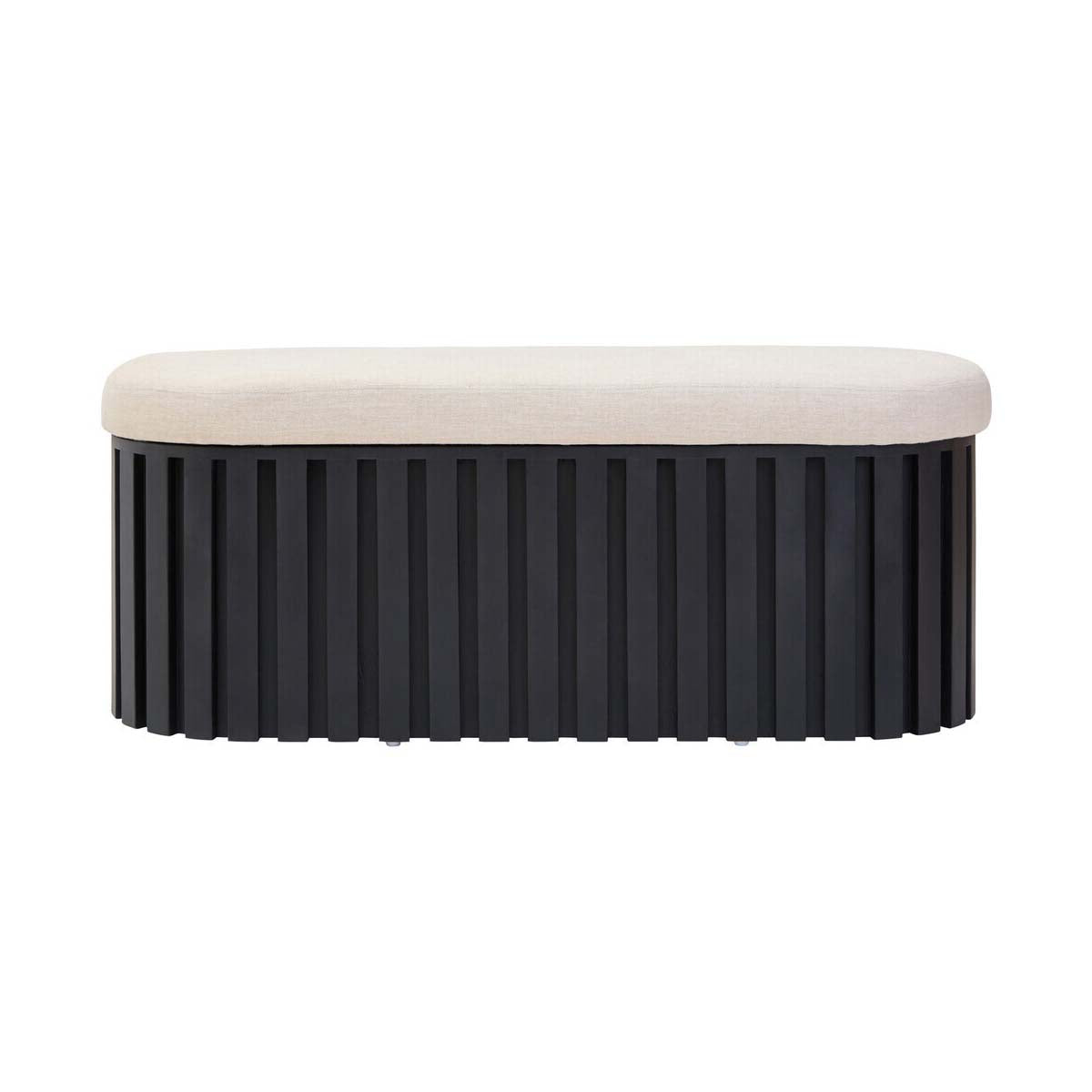 Perdoba Ridge Base Mango Wood Black Finish Texture Fabric Bench