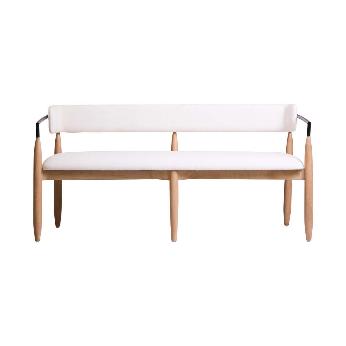 Persolo Texture Fabric Black Iron And Wood Frame Dining Bench